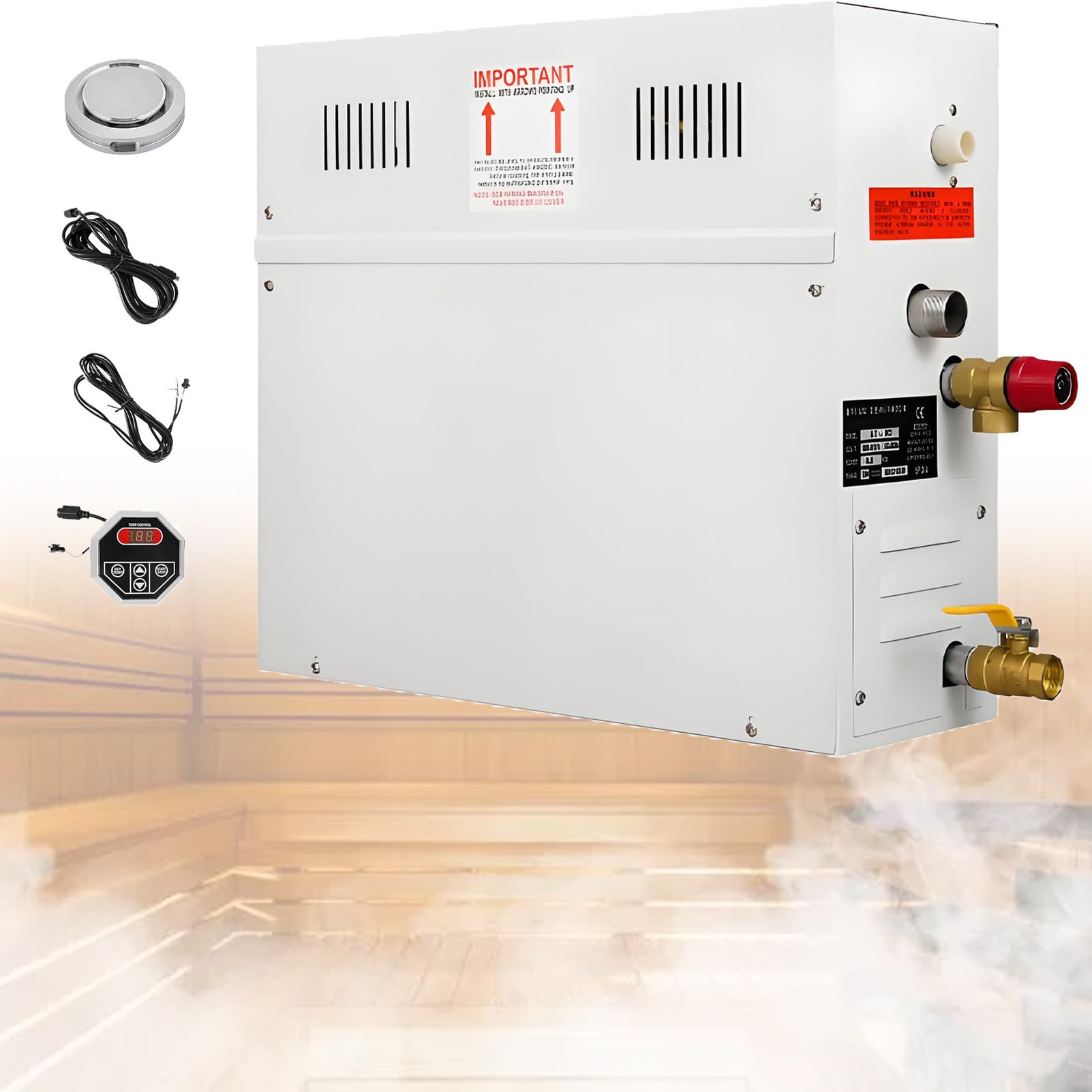 Ofyphth Luxury Steam Generator Shower System Kit, Complete Home Steam Sauna Spa Steam Bath Generator, Auto Drain System, 3-21kw Optional, for Home Spa Bathroom. 9KW