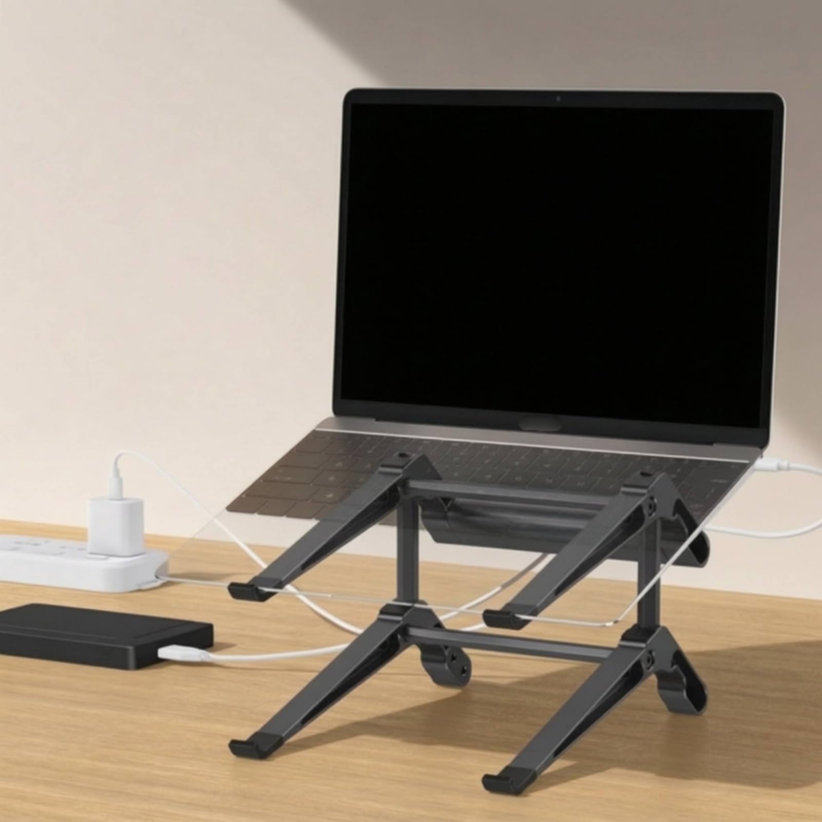 Supporto per Notebook con Hub USB Integrato Stazione di Aggancio per Portatile con Porta Video E Memoria TF Sollevatore per Computer Regolabile in Alluminio per Scrivania E Ufficio