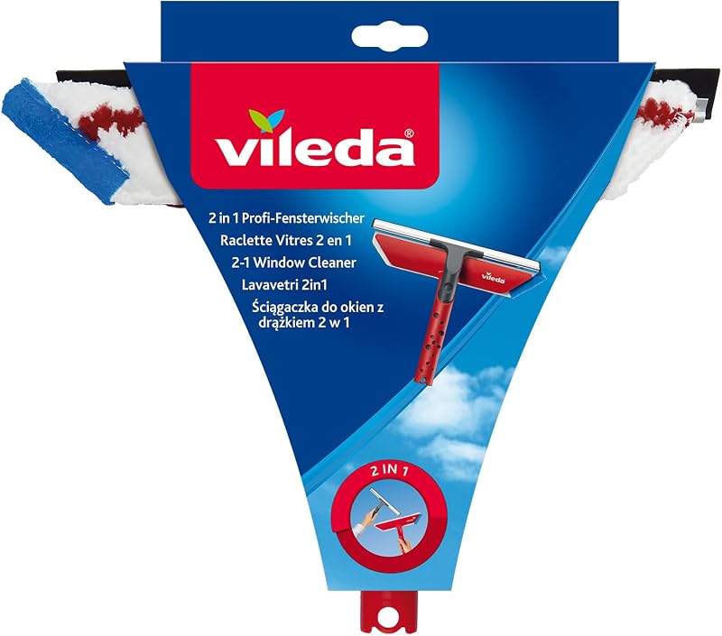 Vileda Profi Fensterwischer 2in1, Fensterabzieher und Einwascher