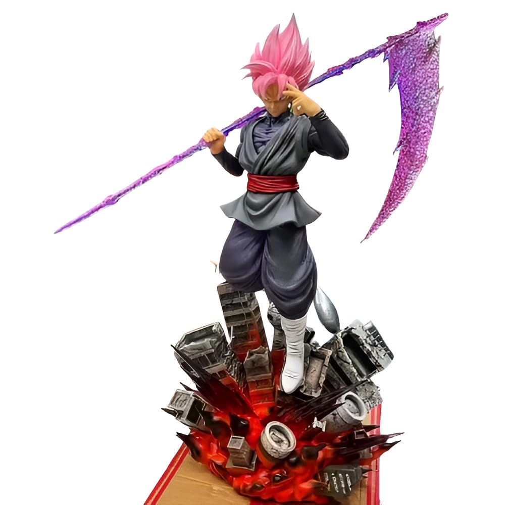 DBZ Black Goku Rose Black 44cm Premium Action Figure | Dragon Ball Super, Detailed Diorama Base, Pink Hair Design, Collector's Statue, Anime Figure-image-11