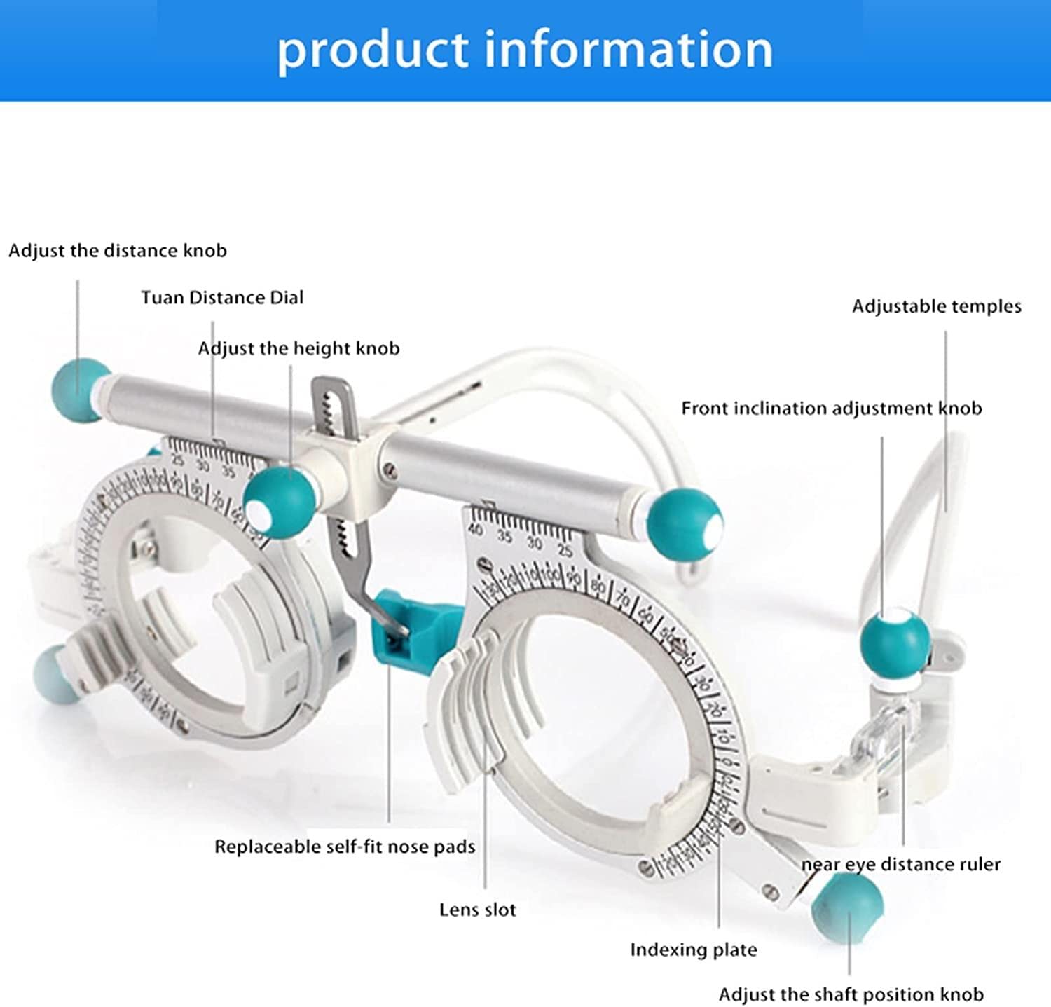 Montatura di Prova Ottica Universale optometrica PD 48-80mm, Montatura per Lenti di Prova ottiche Regolabili, oculare per Test Ottico in Titanio, Occhiali per Prova della Vista Montatura per Lenti o
