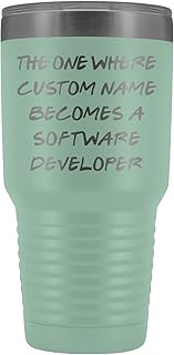 Personalized Software Developer Graduation Tumbler, Developer Work Present, Software Developer Career Job, Appreciation Men & Women (30 oz, Teal)