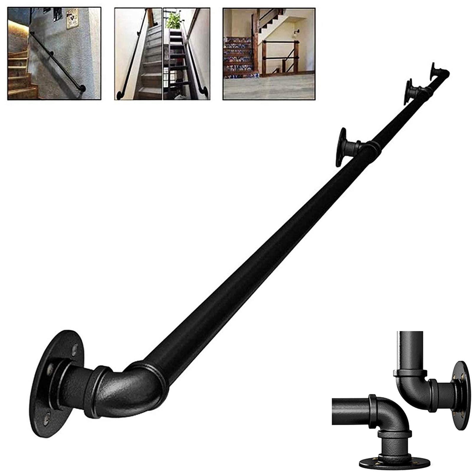 Main courante en fer forgé de 1 à 20 pieds pour rampe d'escalier intérieur