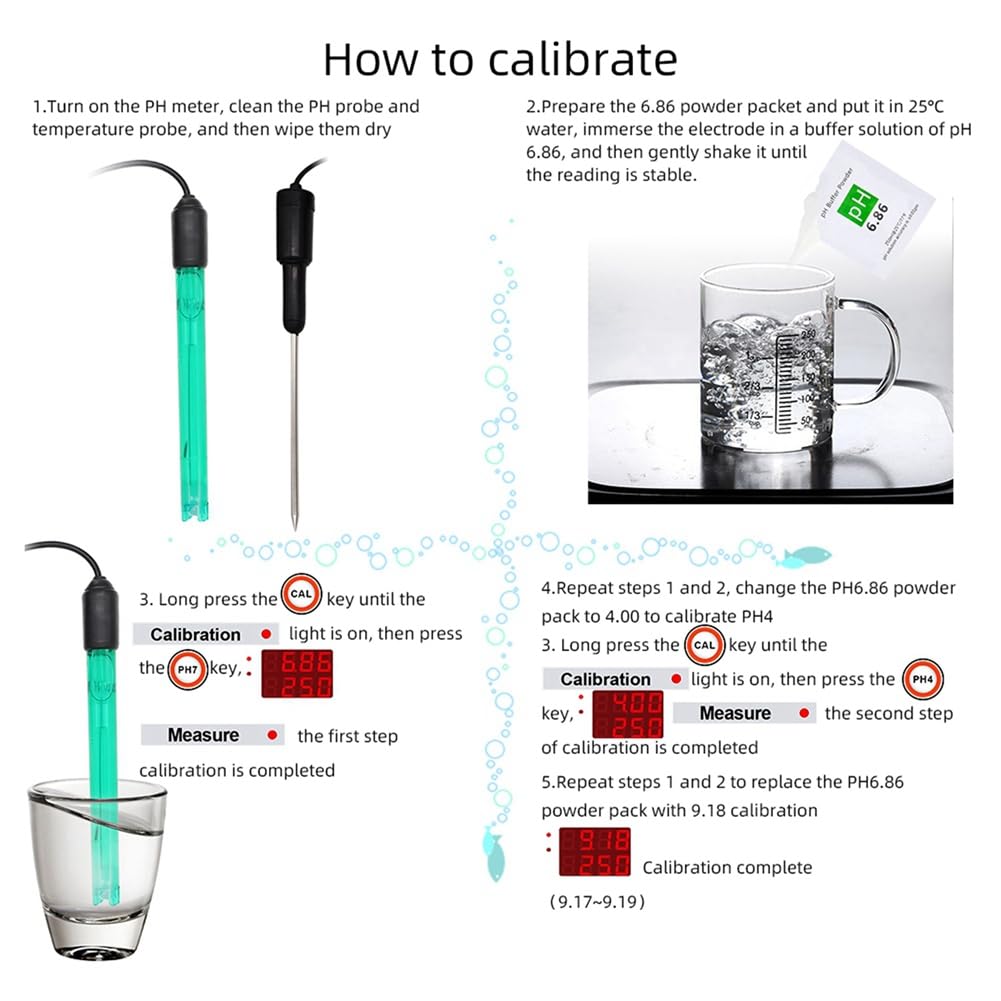 2 In 1 PH/Temp PH Tester Analizzatore di Qualità Desktop Calibrazione Automatica Misuratore di Acidità Laboratorio Acquario Piscina Spina UE