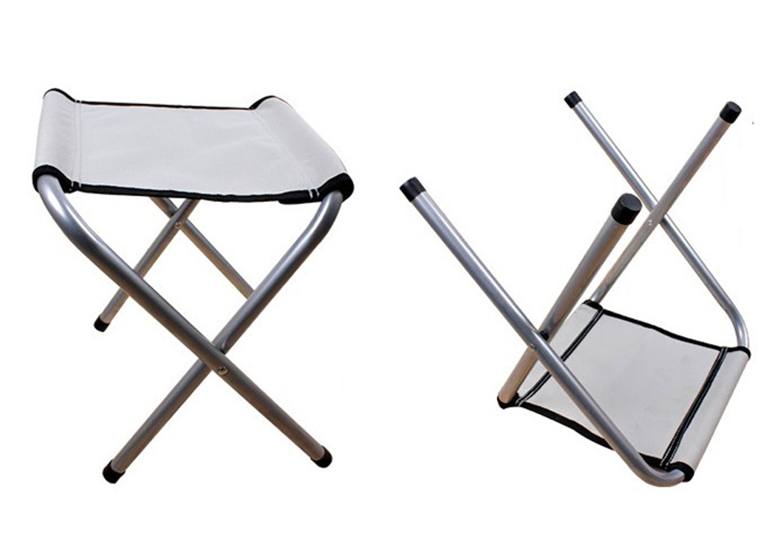 Tabouret Extérieur Pliable Aluminium - Chaise Camping Portable Léger Avec Sac De Rangement - Noir