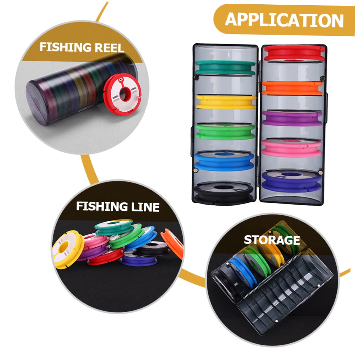 GANAZONO Fishing Line Spool Holder Rainbow Color Fishing Line Organizer Durable Storage Box Easy to Distinguish Random Color