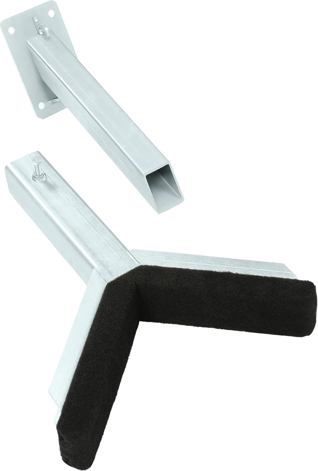 Adjustable Boat Trailer Bow Rest Catcher Compatible with 3" Wide Trailer Tongues (3x3 or 3x4), Includes Steel Bracket Assembly, Silver Finish