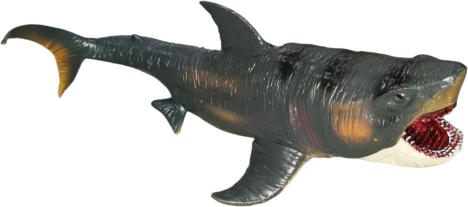 Painted Shark Figure Megalodon Model Animal for Early Learning Toy Boys Kids