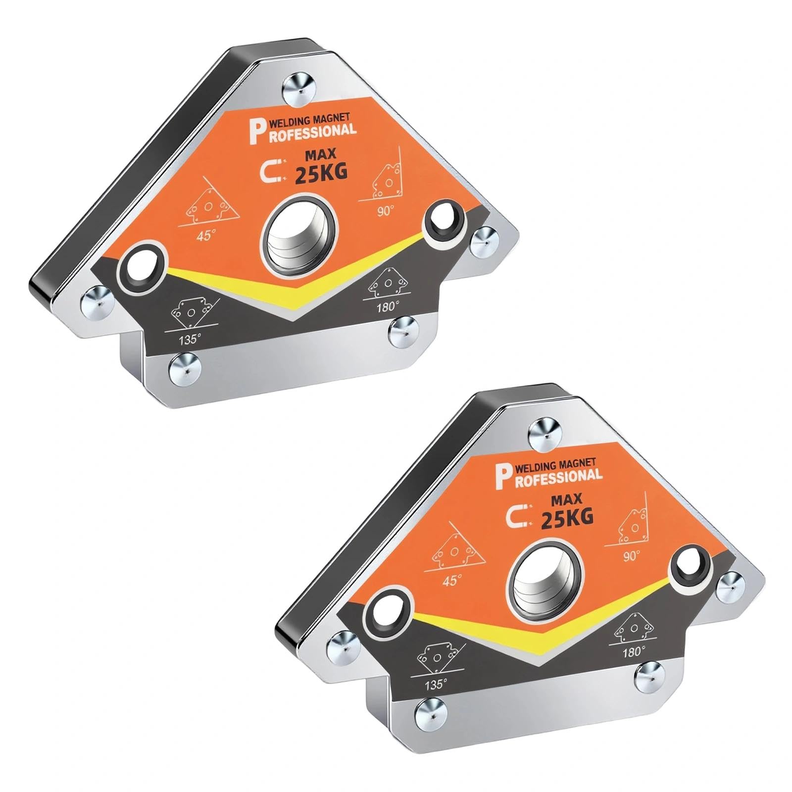 2 Piezas Escuadras Magneticas, 25 kg Escuadras Magneticas, 45°, 90°, 135° y 180° Imán para Soldadura, para un Posicionamiento Preciso de la Soldadura