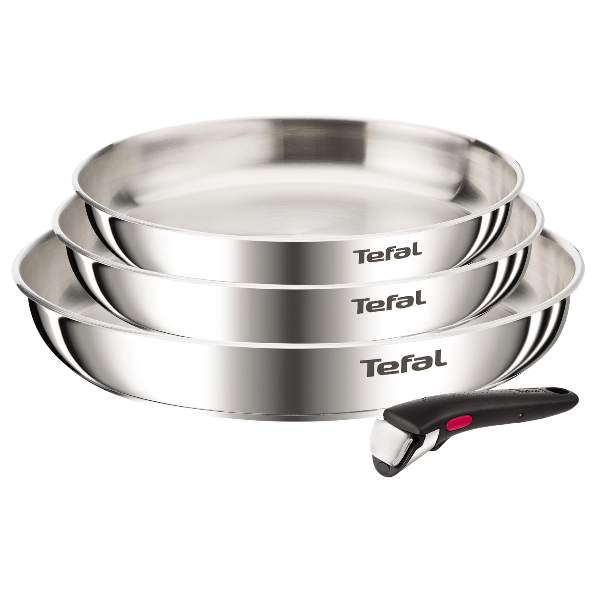 Tefal Ingenio Emotion, Cookware, Stainless Steel, Frying Pans 22/24/28 cm, Removable Handle, Stackable Design, Induction, L8968445
