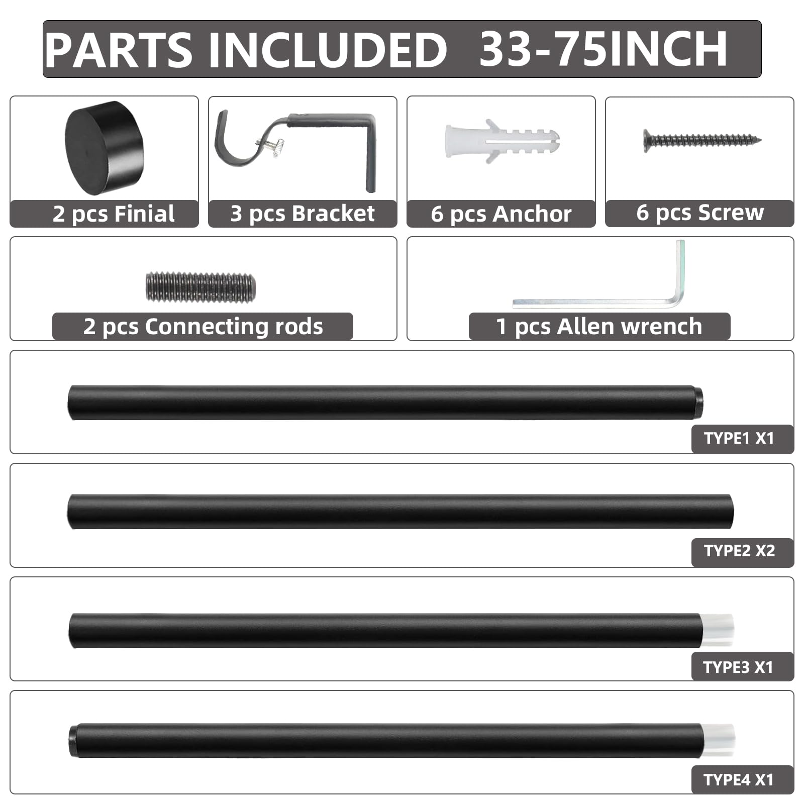 Bastone Per Tende Estensibile 80-266cm - In Metallo Per Tende Leggere/Medie | Per Camera E Soggiorno - Foto 7
