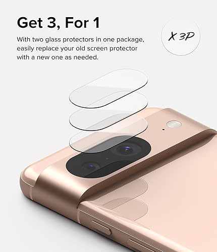 Miniatura 9 de Ringke Cristal de cámara protección multicapa compatible con Google Pixel 8 protector de lente de cámara, cubierta de vidrio templado, paquete de 3