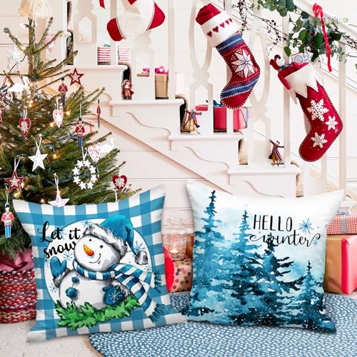 Lanpncute18x18christmasthrowpillowcoverssetof4gnomesnowmandecorativeholidaypillowcasecushioncover18x18forindoorhomebedroomsofacouchxmasdecorblue Urban Country Home Decor Lanpn cute 18×18 christmas throw pillow covers set of 4 gnome snowman decorative holiday pillow case cushion cover 18 x 18 for indoor home bedroom sofa couch xmas decor blue urban country home decor