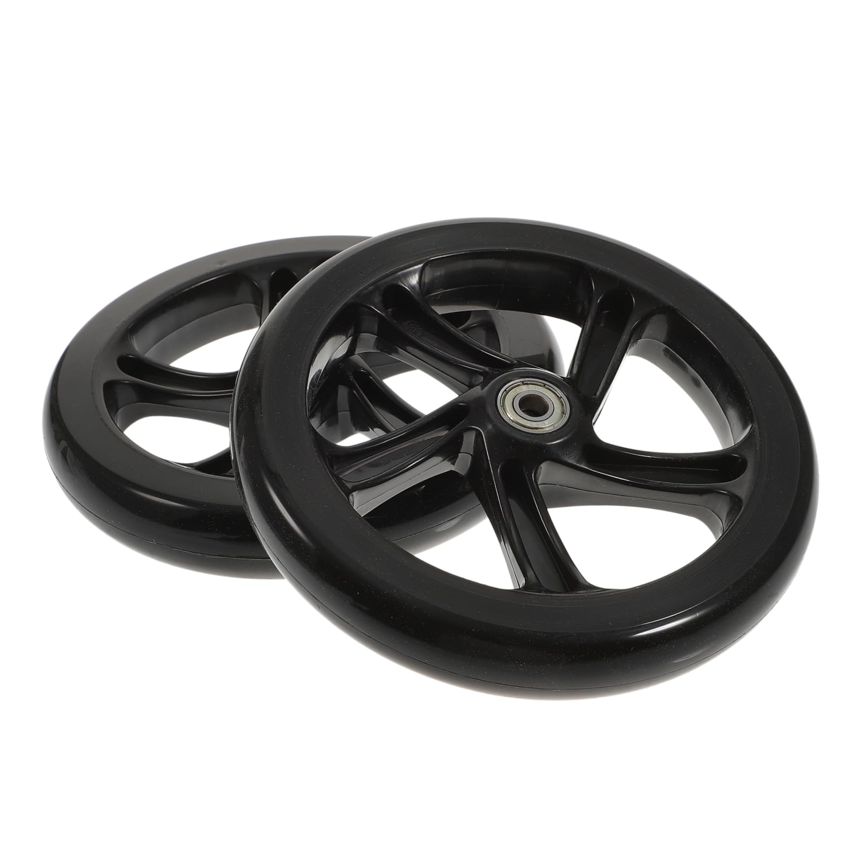 2 Stück PU Scooter Räder 180mm mit Kugellager, Schwarz