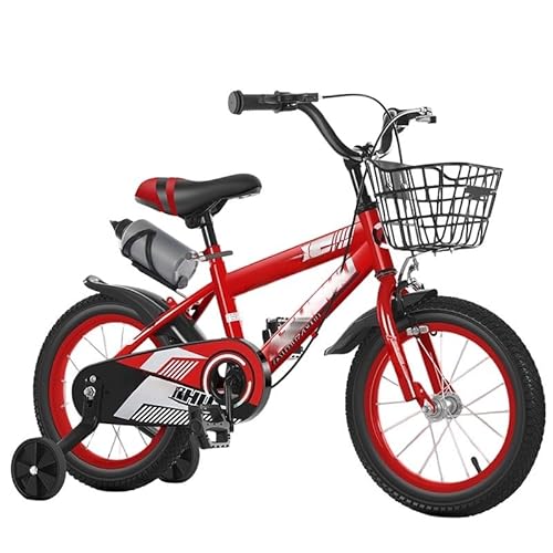 子供用自転車 ,男女兼用,高さ調節可能,補助輪とバスケット付き、組み立て簡単,おしゃれでかっこいい、,4〜12歳向け,12/14/16/18インチ,|幼児用バイク 男女児初心者向け 子供用自転車, 誕生日プレゼントにも最適 (バーミリオンレッド ウォーター