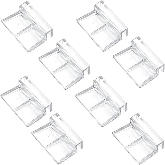 Keleily Aquarium Lid Clips 8mm Fish Tank Clips Aquarium Cover Bracket Aquarium Cover Clip Support Holder, Clear, 8Pcs