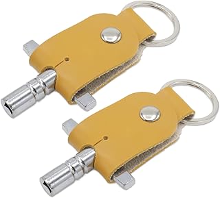 CashBeat 2-Pack Drum Tuning Key, T-Shaped Design with Leather Keychain, Universal Drum Adjusting Accessory for All Drum Kits - Sturdy, Convenient, and Essential for Musicians - Yellow