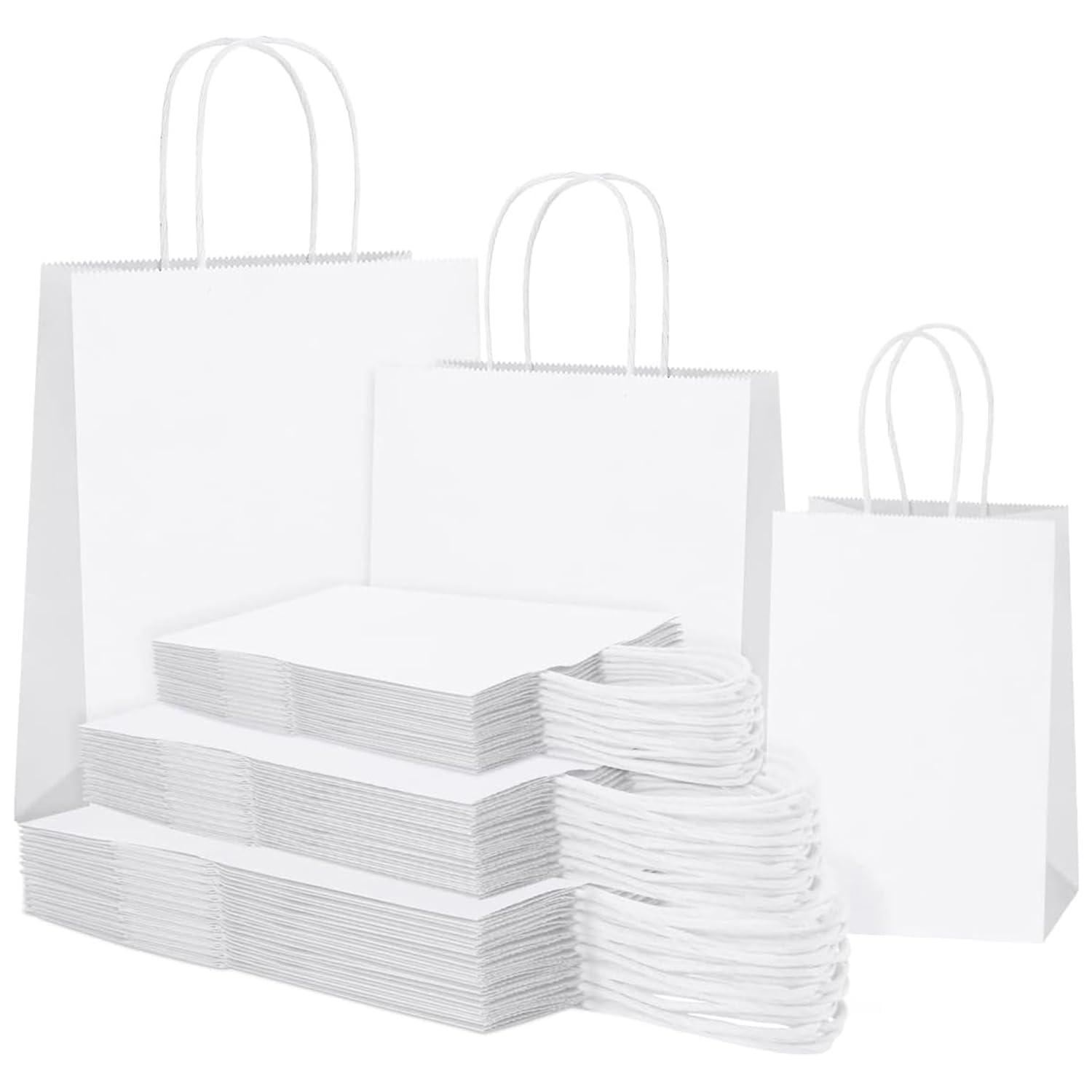 Aakriti White Kraft Gift Bags with Handles, Natural Plain Kraft Paper Shopping Bags for Retail Business, Grocery, Craft, Birthday, Wedding, Party Favors in 3 Sizes (15 PCS White Paper Bag) (B0CG6DBCV6) Amazon Price History, Amazon Price Tracker