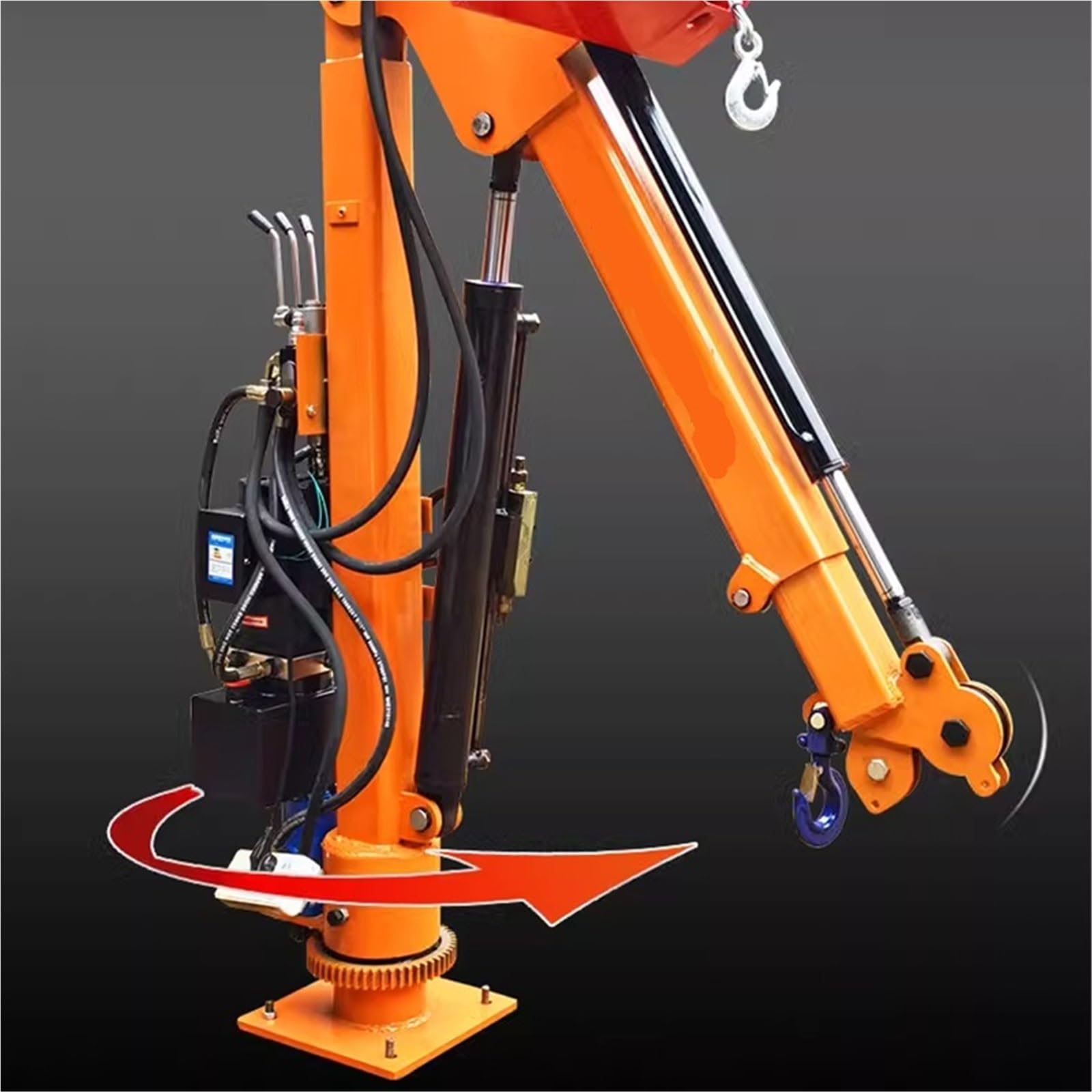 Verricello Elettrico Telecomando Elettrico Senza Fili con Rotazione idraulica per Gru per Piccoli Camion da 1 tonnellata Paranco Elettrico Telecomandato(12V-1T-RC)