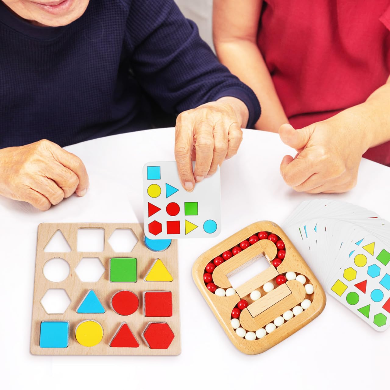 Beaupretty Juegos Cognitivos para Personas Mayores Rompecabezas De Madera con Laberinto Giratorio Y Formas Geométricas Actividades De Memoria Portátiles para Adultos