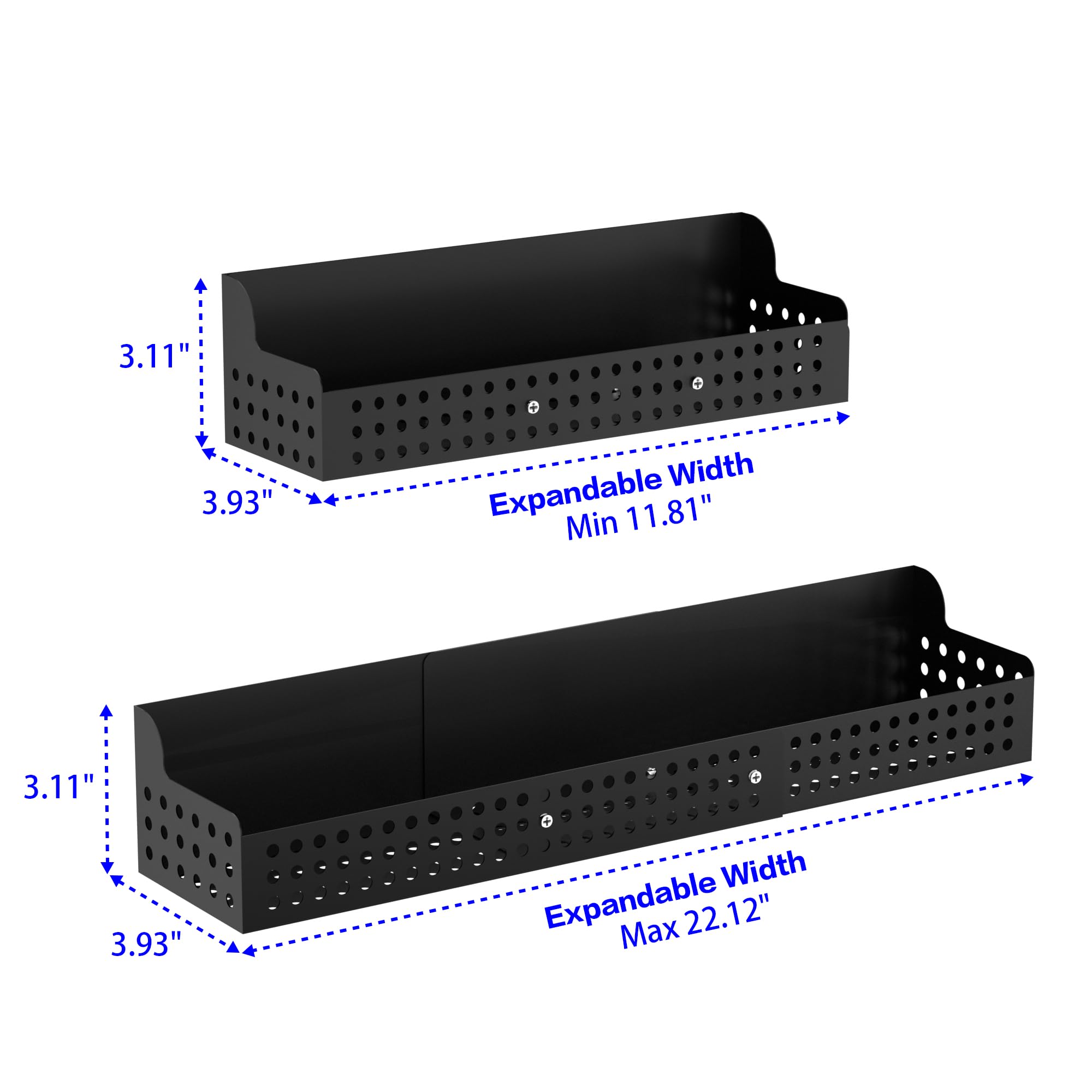 KIKIBRO 2 Pack Magnetic Spice Rack Organizer, Space Saver for Refrigerator and Microwave Oven, Metal Fridge Shelf, Black 2 Pack