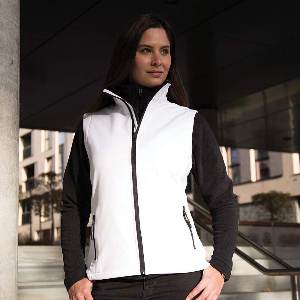 Result Women's Softshell Sleeveless Jacket, white black, M