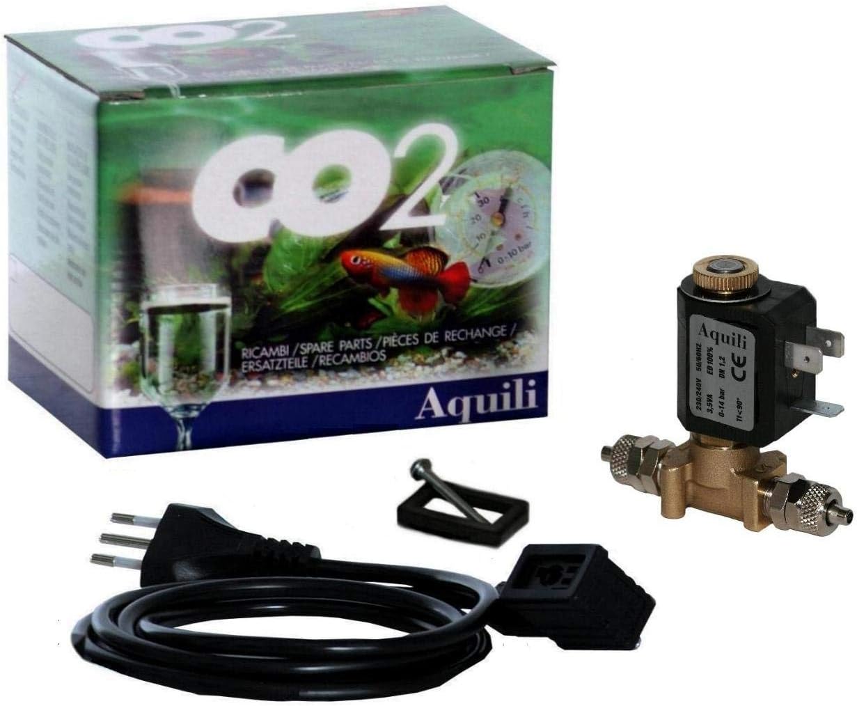Aquili CO210 Solenoid Valve 3.5 W with Wire and Plug Fittings, Brass