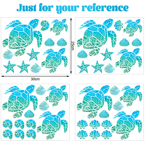 46 Pieces Sea Turtle Wall Decals Glowing Wall Decals Starfish Shell Wall Ornaments Waterproof Ocean Wall Sticker Decoration For Home Office Living Room Wall Bathroom Toilet (Normal) #TOP2