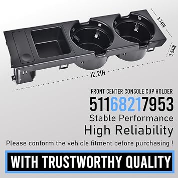 Black Front Center Console Cup Holder with Coin Holder fit for 1998-2006 BMW E46 3 Series 318i 320i 323i 325i 328i 330i replacement OE# 51168217953 51169415183 51169415186