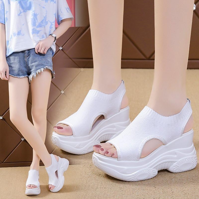 Women's Peep Toe Platform Sneakers Summer Athletic Sport Walking Sandals Arch Support Comfy Orthotic Sandal Slip Ons