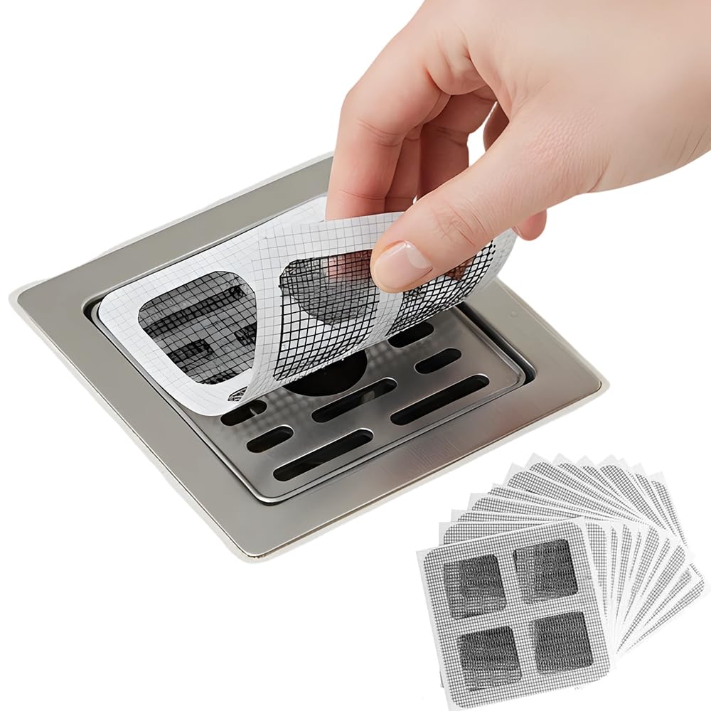 Disposable Hair Catcher Shower Drain, 2026 Upgrade Adhesive Drain Cover Stickers to Trap Hair, Disposable Floor Drain Sticker for Bathroom, Kitchen, Tub, Sink, Laundry, Shower (100pcs)