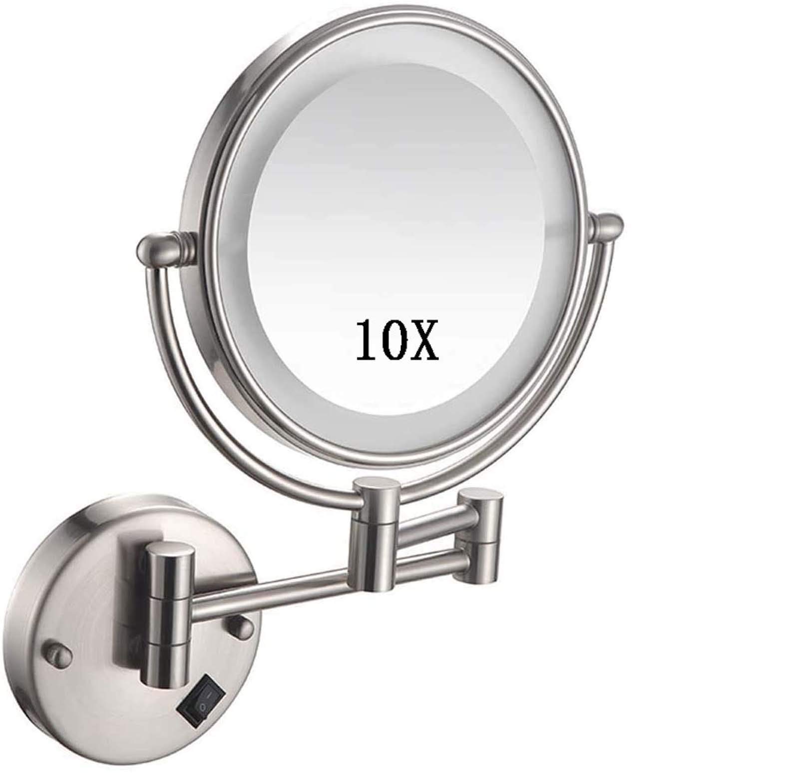 Miroir grossissant de maquillage rond en nickel tréfilé haut de gamme