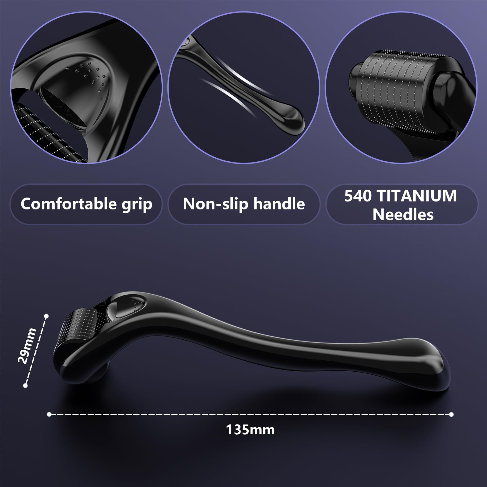 GeeRic 2Pzas Dermaroller Microagujas,0.3mm Rodillo Derma para Cicatrices de Crecimiento de Barba y Cicatrices de La Piel de La cara Rodillo de Barba Rodillo Facial Poro Contractivo