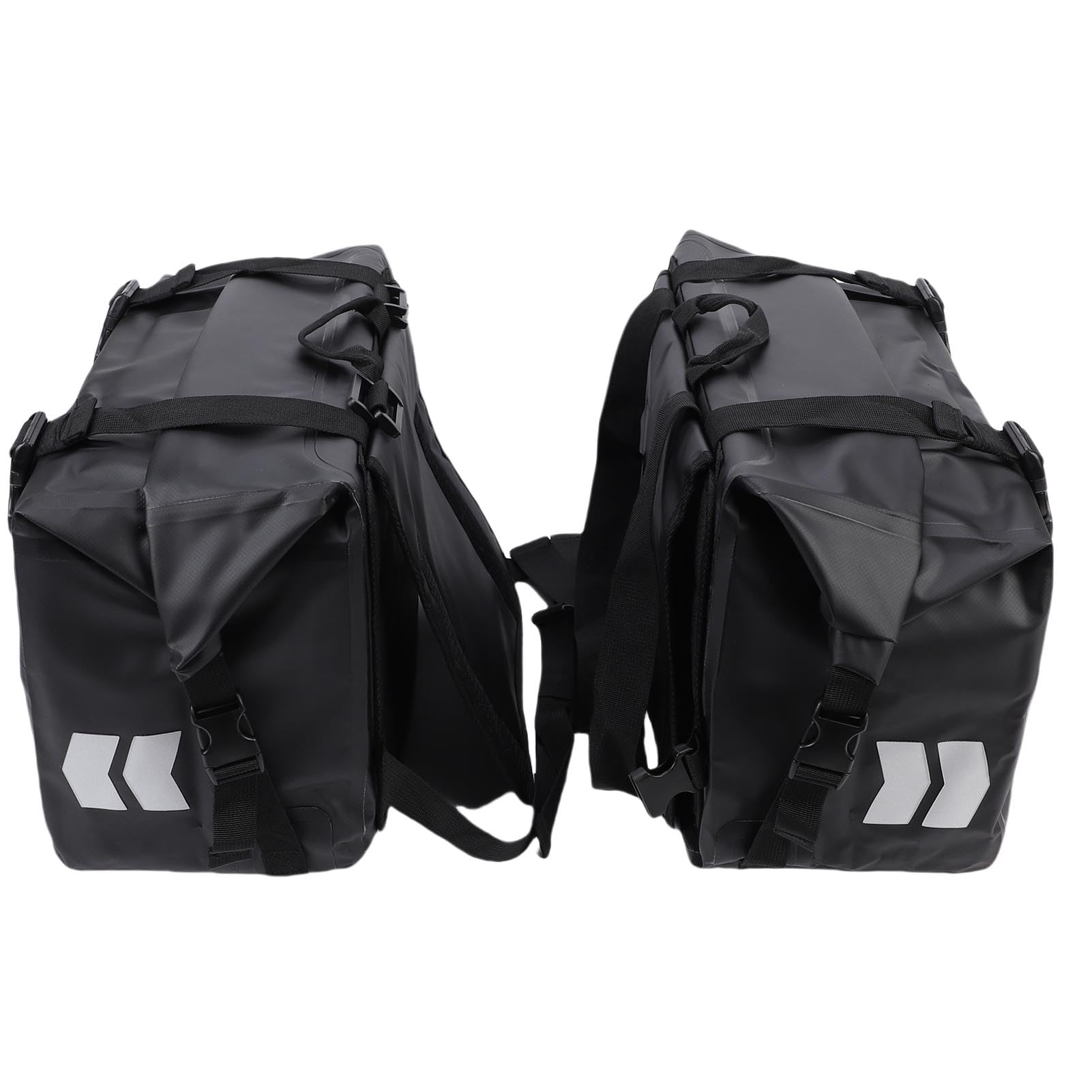 Drfeify Motorrad-Satteltaschen, wasserdichte PVC-Motorrad-Gepäcktasche, 30 L auf Jeder Seite, Abnehmbare Rahmenhalterung mit Rolldeckel und Formbeständigkeit für Pendler, Tourenfahrer