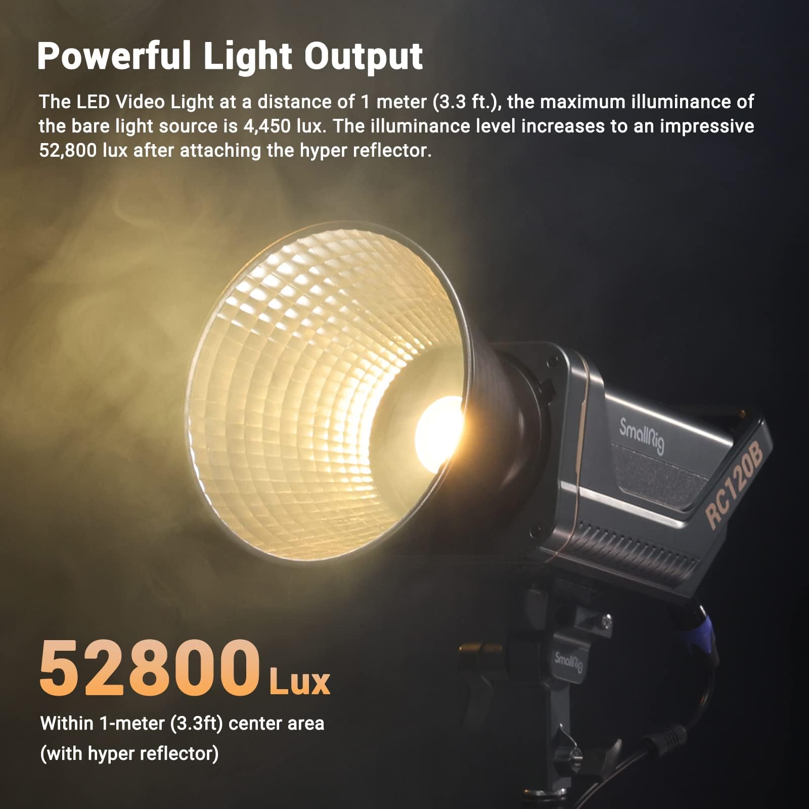 SmallRig RC 120B 120W Bi-Color Cob Video Light 52800Lux@1m 2700K-6500K On-Board and SmallGoGo App Control, TLCI 96+ CRI 95+,9 Lighting Effects Support AC Adapter & 14.4V/26V V-Mount Battery