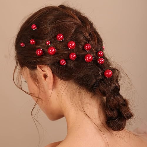 Miniatura 7 de Xerling 20 horquillas de pelo de perlas negras para novias, bodas, accesorios para el cabello vintage para niñas y mujeres bohemias (negro)