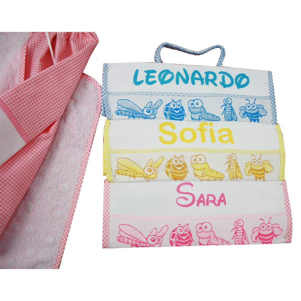 Bubabù ASILO PERSONALIZZATO CON NOME asciugamano cm.40x55 con fascia PERSONALIZZATI Cotone 100% Made in Italy (GIALLO) - INDICA IL NOME CON MESSAGGIO CONSEGNA TEMPESTIVA