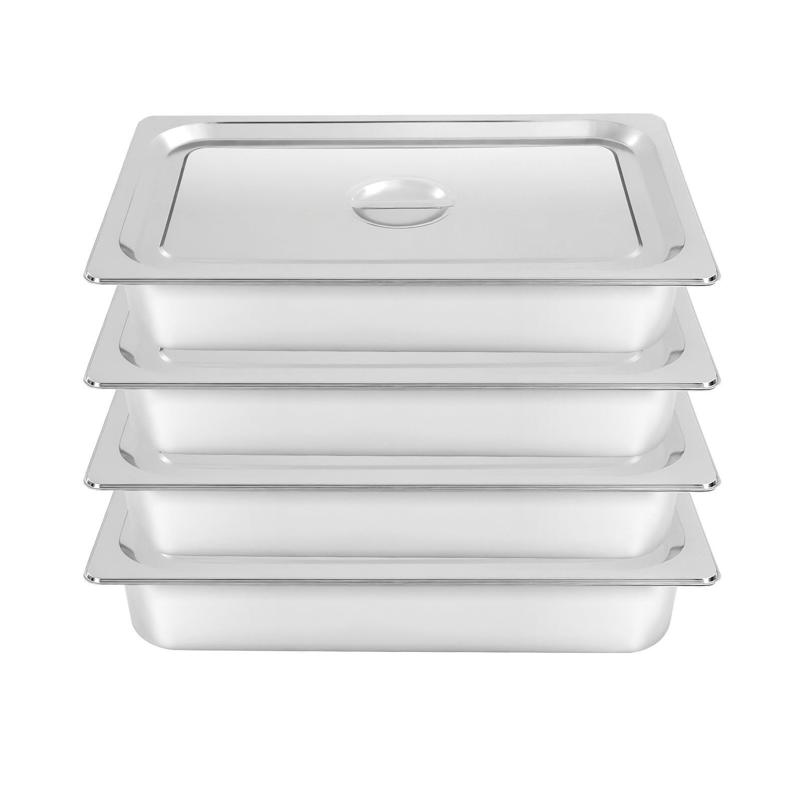 4 contenitori gastronorm, in acciaio inox, 53,5 x 30,5 x 10 cm, contenitore per pane con coperchio, 9 l