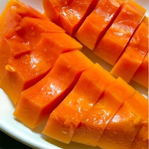 Miniatura 4 de NiRwa 50 semillas de papaya cremosas de corazón rojo, lo mejor de las papayas para el jardín de tu hogar, frutas ricas, dulces y llenas de nutrientes
