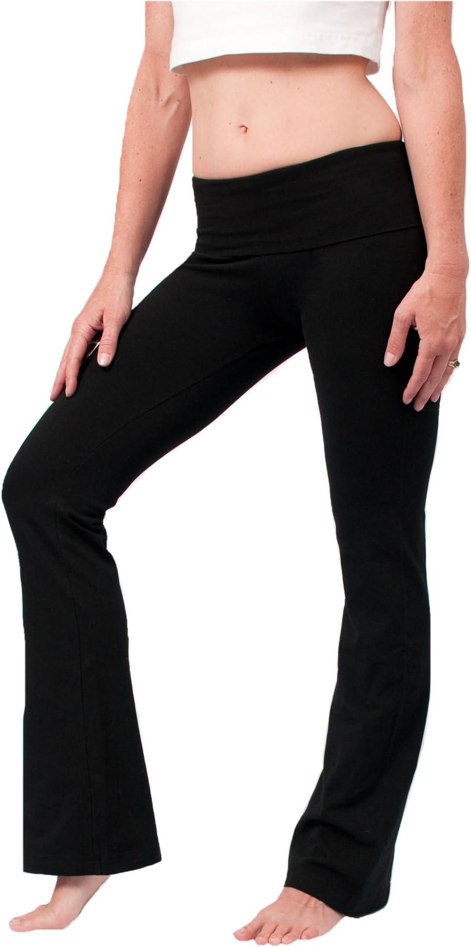 Foldover Bootcut Yoga Pants - Black (S, Black)