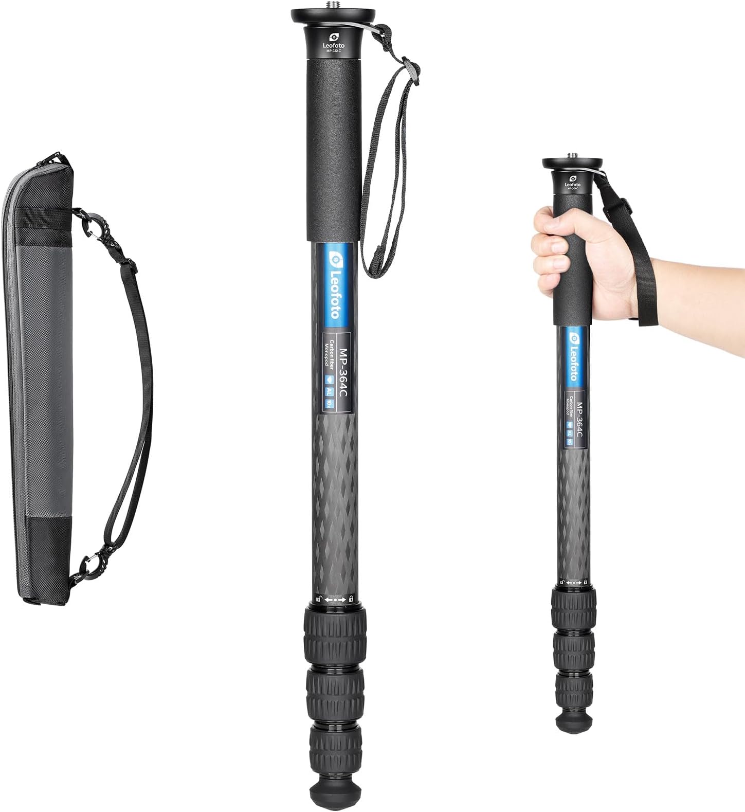 Leofoto Carbon Fiber Travel Monopod, 67" Professional Lightweight Monopod with Wrist Strap for Cameras Telephoto Lens, Max Load 44.09 Lbs