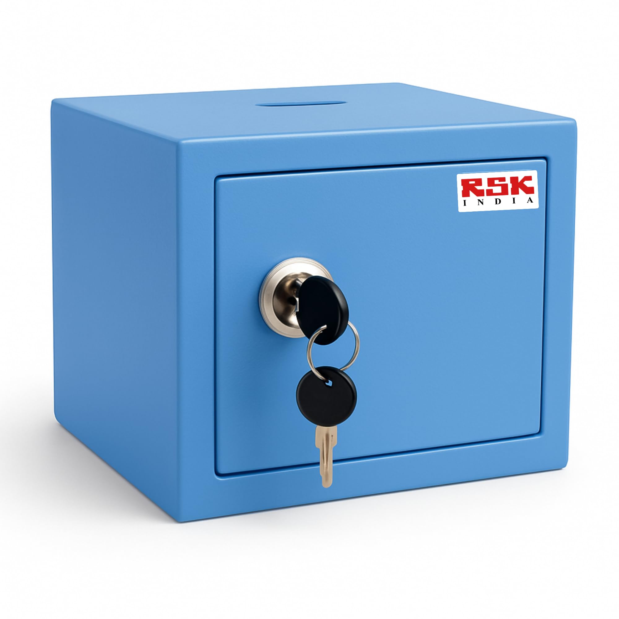 Metal Safe Locker Piggy Bank with Key, Blue, 2 litres Capacity, CRCA Material, Laser Cut Design, 0.9 Kg-image-38