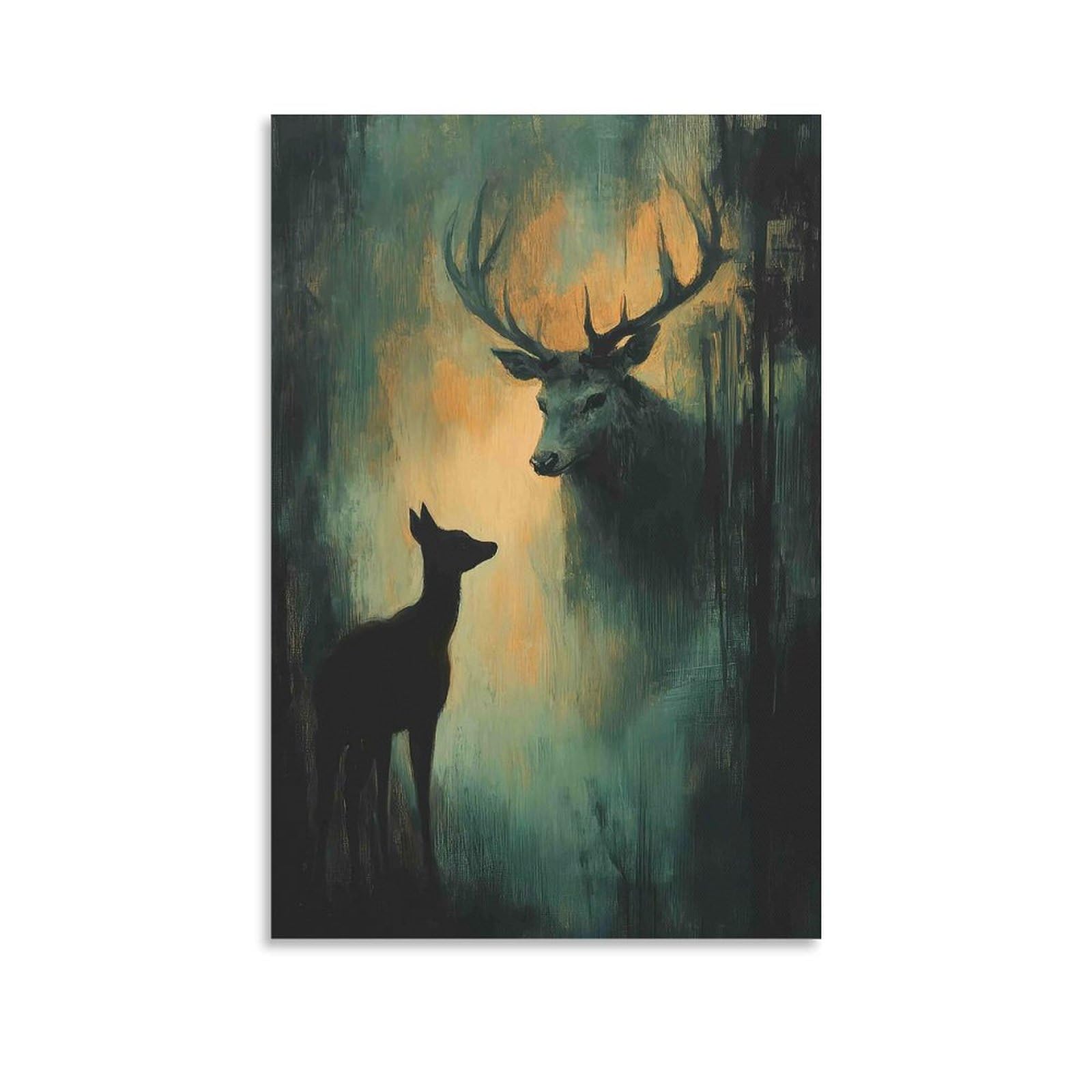 DHBANEIOK Deer Silhouette Art Wall Decor Poster Giclee Canvas Prints Modern Wall Art Picture Wall Hanging for Living Room Bedroom Home Decorations 20x30inch(50x75cm)