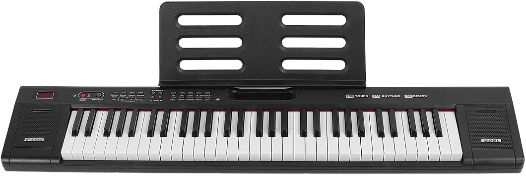 MQ-002L 61 Key Keyboard Piano with 200 Tones 200 Rhythms 60 Demo Songs, Electric Digital Piano Keyboard with Dual Keyboard Design, 94 x 18.7 x 5.1cm US Plug