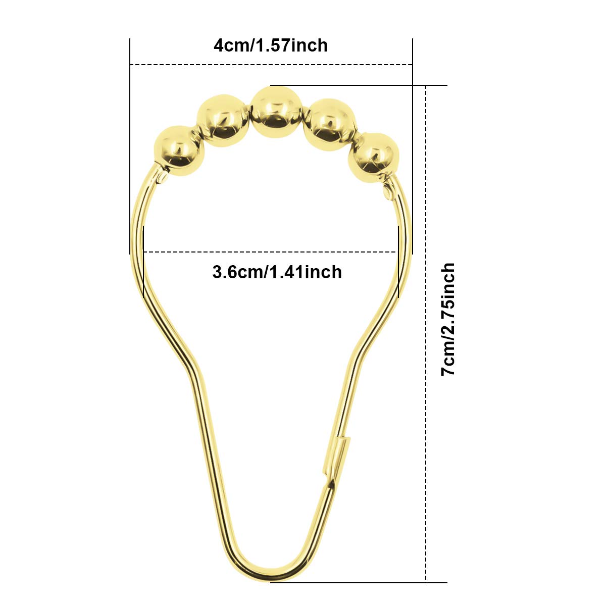 YNL Douchegordijnstang 90-200 cm met 12 stuks douchegordijnringen, verstelbare gouden douchestang zonder boren, antislip, roest nooit, roestvrij staal, geschikt voor badkamerraam, goud