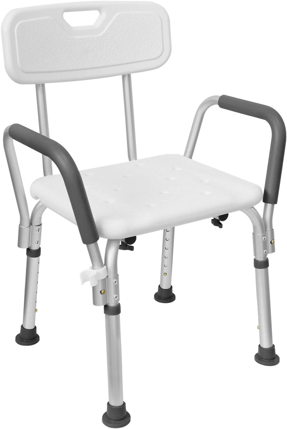 HENGMEI Shower Chair Shower Stool Shower Bench with Adjustable Back and Armrest Height Adjustable Bathing Aid for Elderly