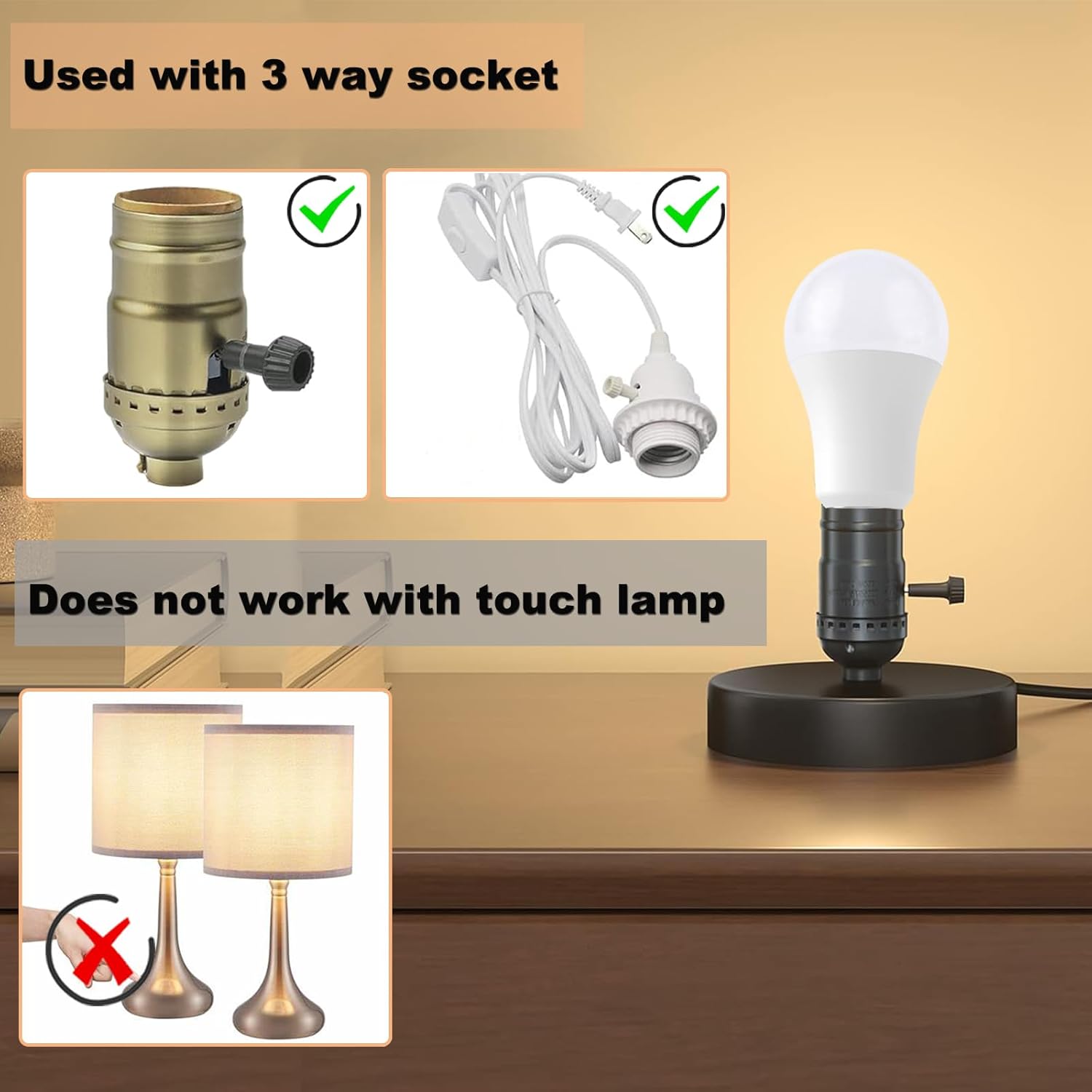 Youtime 3 Way Light Bulbs 50 100 150 Watt Equivalent Soft White A21, Incandescent Replacement,6/15/20w Energy Saving Safety Three Way Light Bulbs, 500 1600 2200 Lumens,Medium Base, 4Pack