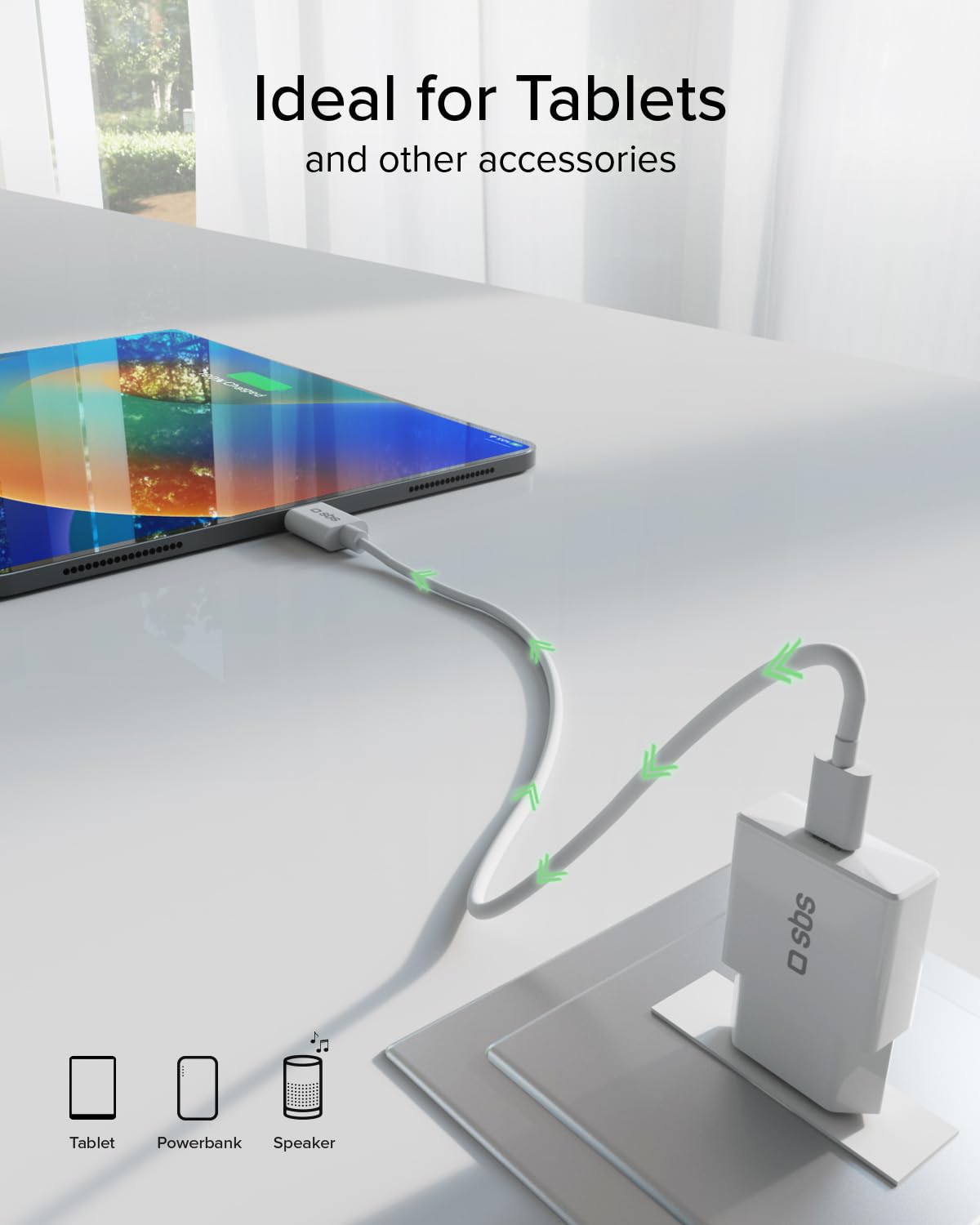SBS Extra Slim GaN Charger 30W USB-C, GaN Technology, Power Delivery (PD 3.0 PPS), Szybkie ładowanie, ładowarka do iPhone'a, Androida, Tabletu i MacBooka Neo, Kompaktowy, Szary