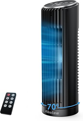 Abolee Ventilador de torre, ventilador de escritorio de 23 pies/s con control remoto, ventilador de escritorio oscilante de 70°, ventilador de mesa