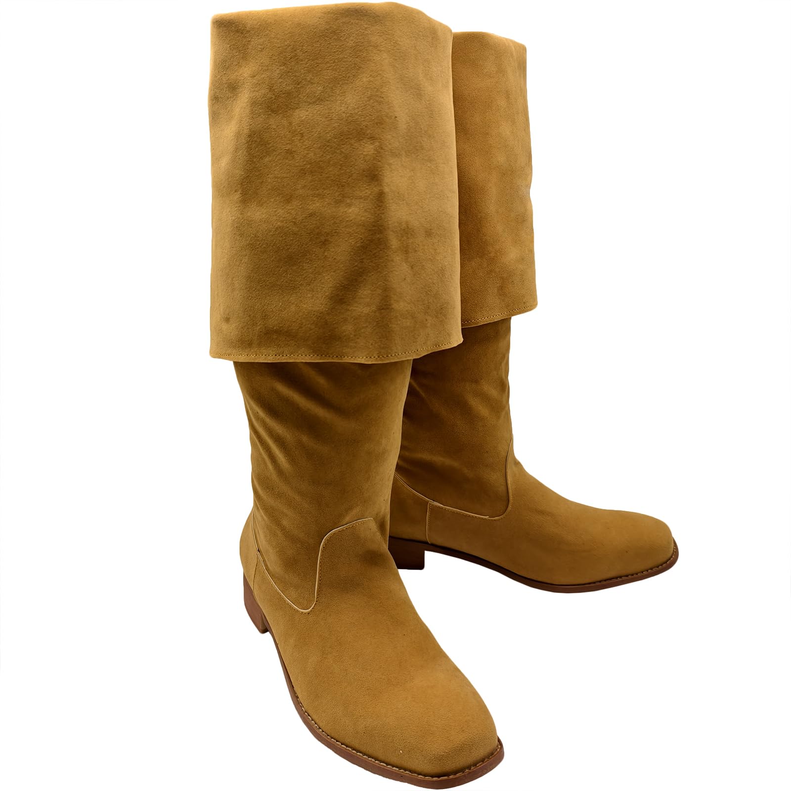 JUNQIAKO Mens Medieval Pirate Boots Renaissance Viking Captain Boots Halloween Pirate Cosplay Shoes